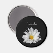 Elegant White Daisy Flower met naam Magneet (Voorkant / Achterkant)