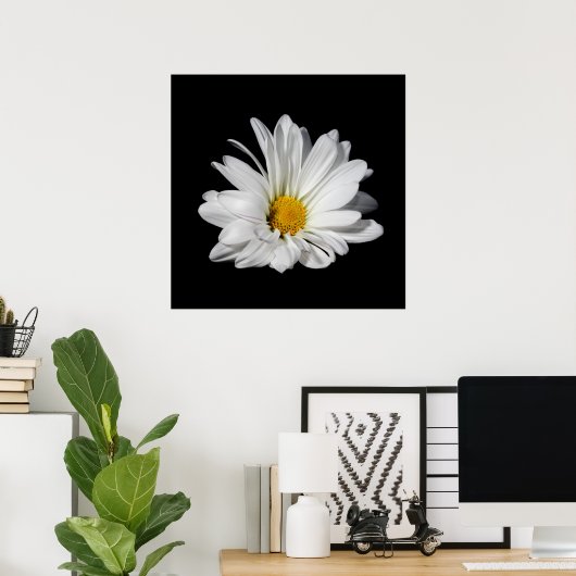 Elegant White Daisy Flower Poster (Thuiskantoor)