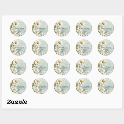 Elegant White Daisy Ronde Sticker (Vel)