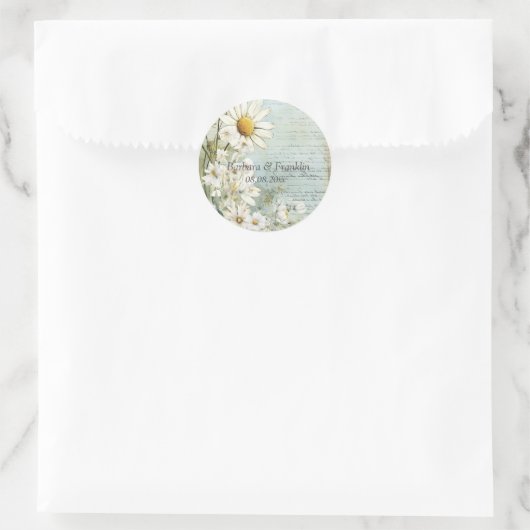 Elegant White Daisy Ronde Sticker (Tas)