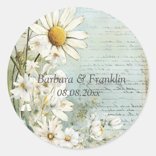 Elegant White Daisy Ronde Sticker (Voorkant)