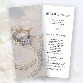 Elegant White Daisy Wedding Ceremony Program Programmakaart