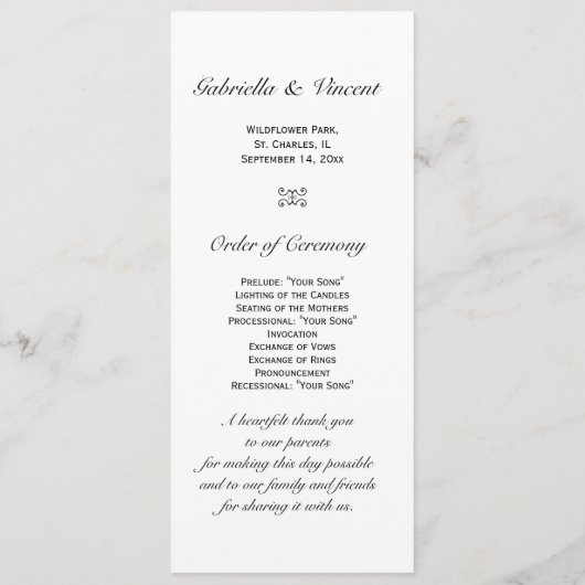 Elegant White Daisy Wedding Ceremony Program Programmakaart (Achterkant)