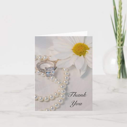 Elegant White Daisy Wedding Dank je wel Bedankkaart (Voorkant)