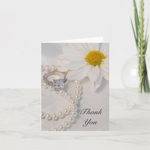 Elegant White Daisy Wedding Dank je wel Bedankkaart
