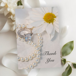 Elegant White Daisy Wedding Flat Dank je wel Bedankkaart