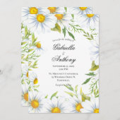Elegant White Daisy Wedding Invitations Kaart (Voorkant / Achterkant)