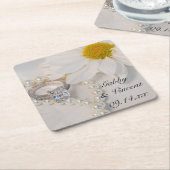 Elegant White Daisy Wedding Kartonnen Onderzetters (Schuin)