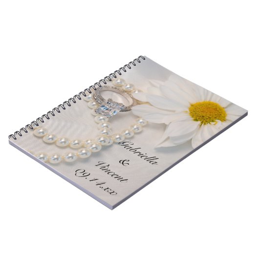 Elegant White Daisy Wedding Notitieboek (Linkerzijde)