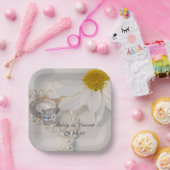 Elegant White Daisy Wedding Papieren Bordje (Feest)