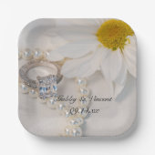 Elegant White Daisy Wedding Papieren Bordje (Voorkant)