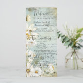 Elegant White Daisy Wedding Programme (Staand voorkant)
