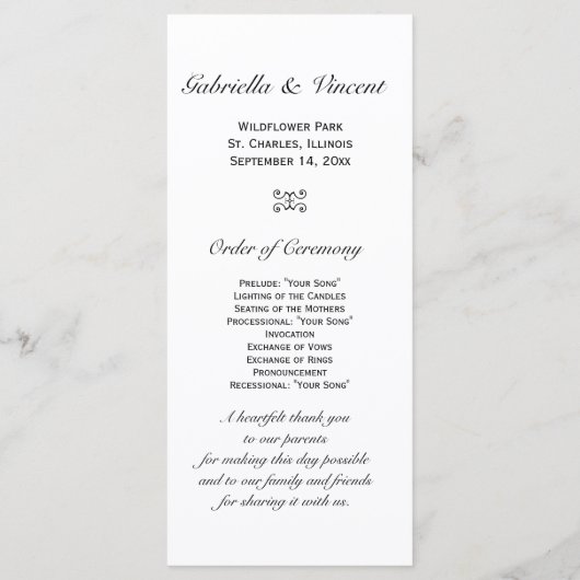 Elegant White Daisy Wedding Programme Programmakaart (Achterkant)