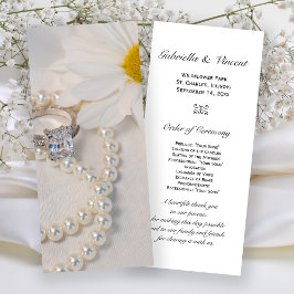Elegant White Daisy Wedding Programme Programmakaart