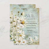 Elegant White Daisy Wedding RSVP Kaartje (Voorkant / Achterkant)