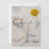 Elegant White Daisy Wedding Save the Date (Voorkant)