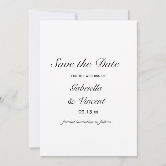 Elegant White Daisy Wedding Save the Date (Achterkant)
