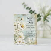 Elegant White Daisy Wedding Save the Date Briefkaart (Staand voorkant)