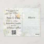 Elegant White Daisy Wedding Save the Date Briefkaart (Achterkant)