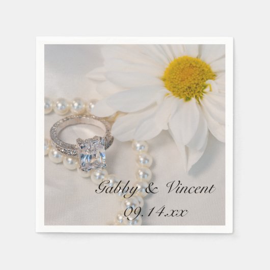 Elegant White Daisy Wedding Servetten (Voorkant)