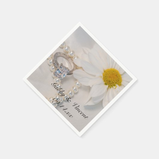 Elegant White Daisy Wedding Servetten (Hoek)
