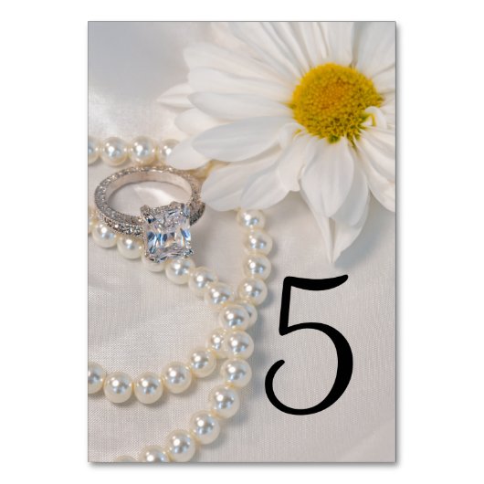 Elegant White Daisy Wedding Table Numbers Kaart (Achterkant)