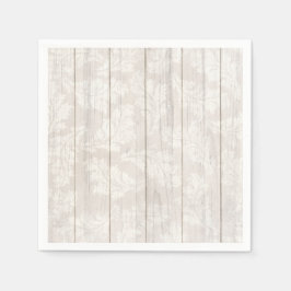 Elegant White Damask Leaf Botanical Rustic Wood Servet