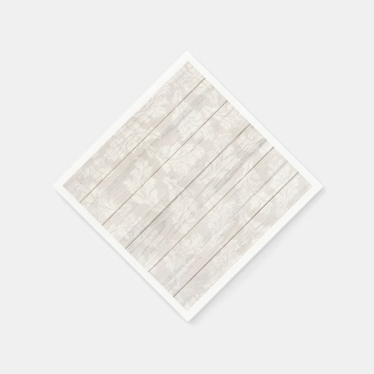 Elegant White Damask Leaf Botanical Rustic Wood Servet (Hoek)
