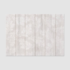 Elegant White Damask Leaf Botanical Rustic Wood Tissuepapier