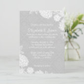 Elegant White Damask Wedding Invitations Kaart (Staand voorkant)