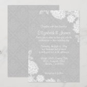 Elegant White Damask Wedding Invitations Kaart (Voorkant / Achterkant)