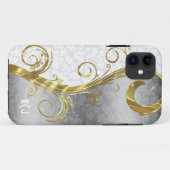 Elegant White Damasks Gold- en zilveren Zwirls Case-Mate iPhone Case (Achterkant (horizontaal))