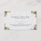 Elegant White Damasks Gold- en zilveren Zwirls Visitekaartje (Achterkant)