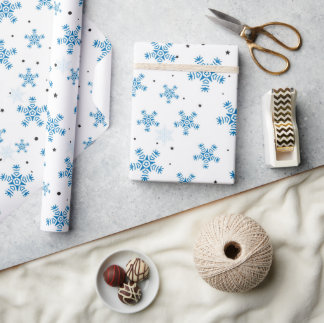 Elegant White & Dark Blue Snowflake Wrapping Paper Cadeaupapier
