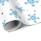 Elegant White & Dark Blue Snowflake Wrapping Paper Cadeaupapier (Rol Hoek)