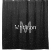 Elegant White Dark Grey geometric mesh Monogram Douchegordijn (Voorkant)