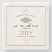 Elegant White Diamonds Afstuderen Pet Stenen Onderzetter (Voorkant)