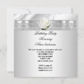 Elegant White Diamonds and Rozen Birthday Party Kaart (Achterkant)