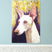 Elegant White Dog Mosaic Gold Klimt Style Canvas Afdruk (Insitu (Houten vloer))