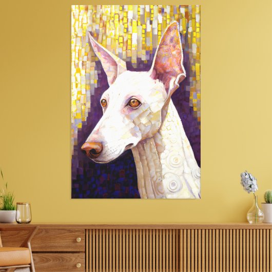 Elegant White Dog Mosaic Gold Klimt Style Canvas Afdruk (Insitu (Woonkamer))