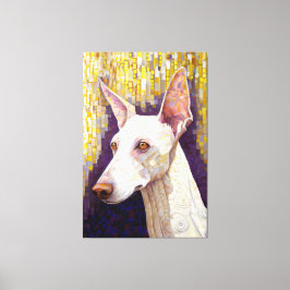 Elegant White Dog Mosaic Gold Klimt Style Canvas Afdruk