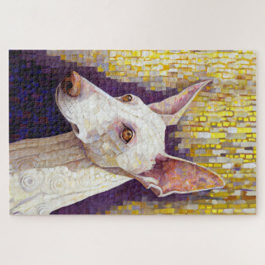 Elegant White Dog Mosaic Gold Klimt Style Legpuzzel (Horizontaal)