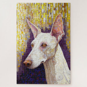 Elegant White Dog Mosaic Gold Klimt Style Legpuzzel