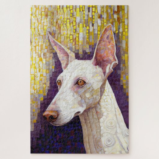 Elegant White Dog Mosaic Gold Klimt Style Legpuzzel (Verticaal)