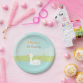 Elegant White Duck Birthday Party Paper Borden Papieren Bordje (Feest)