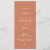 Elegant White Dusty Oranje + Terracotta Monogram Menu (Voorkant)