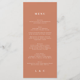 Elegant White Dusty Oranje + Terracotta Monogram Menu