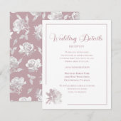 Elegant White Dusty Pink Floral Wedding Informatiekaartje (Voorkant / Achterkant)