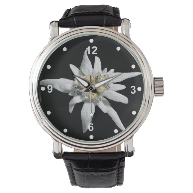 Elegant White Edelweiss Watch Horloge (Voorkant)