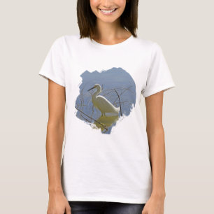 Elegant White Egret Photo Large Wilde Bird T-shirt
